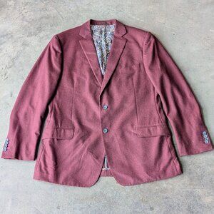 J. Hilburn x Vitale Barberis Canonico Men's Burgundy Wool Suit Jacket size 46L
